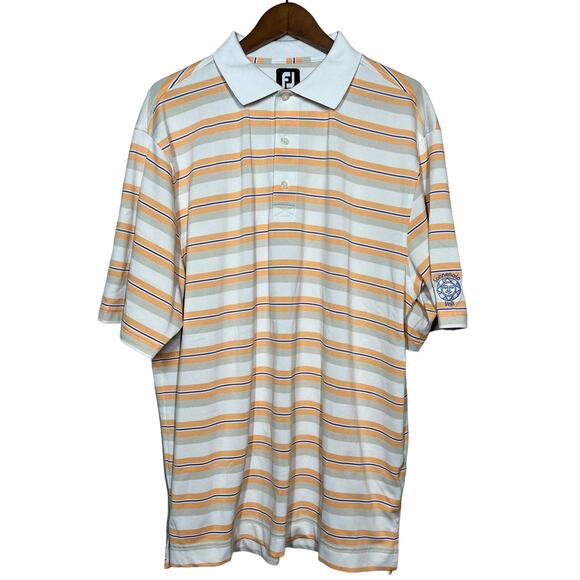 Footjoy FJ Stripe Polo Short Sleeve White Peach Logo Vail - XL - Picture 1 of 5